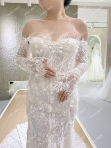 2026 האחרונה עיצוב שמלות כלה תחרה בתולת הים עם שמלת כלה שרוול ארוך שמלת כלה מוכנה לספינה - Product Image 4