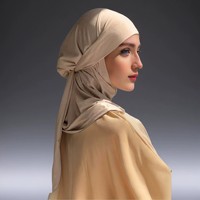 Bonnet intérieur Hijab uni à couvrance totale pour femme musulmane, sous-bonnet islamique à nouer en jersey modal, Hijab instantané avec sangles