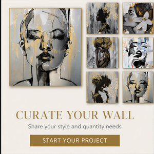Impression d'art mural pour <span class=keywords><strong>femme</strong></span> en or, portrait abstrait noir et blanc, pour salon, chambre, hôtel, intérieurs modernes - Product Image 6