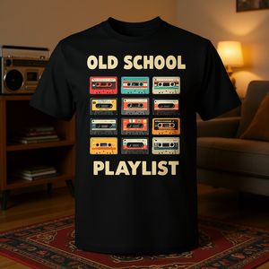 T-shirt Cassette Playlist Old School, design Mix Tape vintage, tee-shirt graphique classique et amusant - Product Image 3