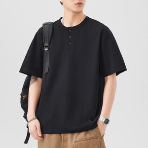 Fabrication de vêtements, chemise Henley personnalisée, tissu lourd 250GSM, tricoté en spandex/nylon, séchage rapide, manches courtes, unisexe, streetwear - Product Image 2