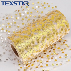 6 Inch Mềm <span class=keywords><strong>Tulle</strong></span> Spool Với Sáng Bóng Vàng Lá Dot Cho Tutu Thủ Công Quà Tặng Gói Diy Tutu - Product Image 2