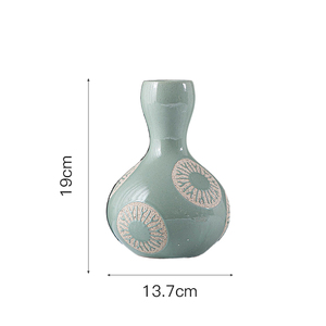 Floreros de primavera Cerámica Decalcomania Decoración de sala de estar Jarrones de cerámica verde con precio barato - Product Image 1