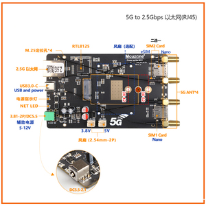 Adaptador de 5G M.2 a RJ45 de 2.5Gbps, Compatible con los Módulos RM520N-GL, RM510Q, RM500Q - Product Image 2