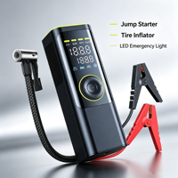 Démarreur de voiture portable avec compresseur d'air, écran numérique, lumière d'urgence LED, pompe à air multifonctionnelle pour pneus de voiture