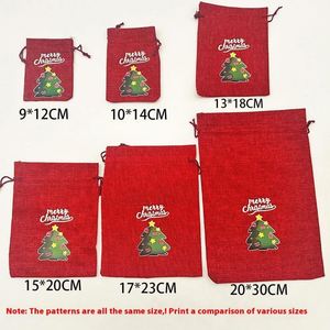 Bolsa de Lino Luminosa con Cordón para Dulces Navideños 2025, Bolsa de Regalo para Fiestas Infantiles - Product Image 4