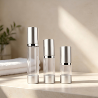 Flacon pompe airless argenté OEM en gros 15ml 30ml 50ml, vide et rechargeable, pour cosmétiques, lotions, sérums et soins de la peau