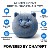 Jouet en peluche électrique intelligent et amusant Chat britannique à poils courts Cuteyeah ChatGPT, avec LED Nébuleuse scintillante, commandé par la touche, recherche sur le Web, faible MOQ, OEM