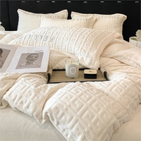 Parure de lit Sunny Textile 2025 en velours de lait mat, ensemble quatre pièces, housse de couette épaisse et chaude, motif sculpté