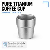 Set Hadiah Cangkir Kopi Espresso Anti Panas Dinding Ganda Titanium Murni, Mug Kopi, Peralatan Minum, Perlengkapan Dapur Rumah