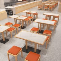 Ensemble table et chaises de salle à manger modernes et personnalisables en bois massif et dalle de roche pour restaurants, salons de thé, restaurants de fondue et stands de restauration commerciale