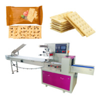 Máquina Automática para Envasar Galletas con Cinta Transportadora de Alimentación Servo y Envolvedora de Film Superior para Galletas, Crackers, Snacks y Barras de Oblea