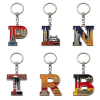 Porte-clés personnalisé en métal 3D avec lettres émaillées, souvenir de monument urbain, porte-clés alphabet pour cadeau promotionnel
