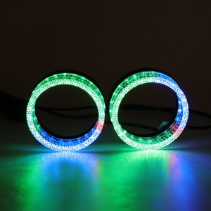 I9 2.5" RGBW 12V O-shaped Multicolor Front <b>Light</b> <b>Led</b> Angel Eyes halo Rings Headlights Decorate Shroud Cover for <b>Projector</b> Lens - Product Image 2