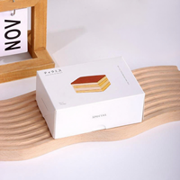 Boîte en papier pliable personnalisée imprimée pour tiramisu, recyclable, impression UV, pour emballage alimentaire jetable à emporter, mousses, gâteaux en tranches