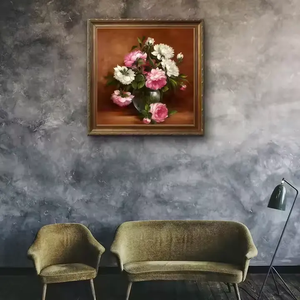 Haute Qualité <span class=keywords><strong>Toile</strong></span> Oeuvre Rose Blanc Fleur <span class=keywords><strong>Pivoine</strong></span> À La Main Peinture À L'huile pour Salon Décor - Product Image 4