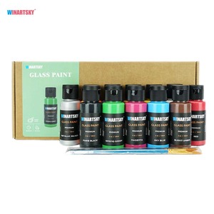Đầy Màu sắc Stain Waterproof 12 màu sắc <span class=keywords><strong>Glass</strong></span> sơn Set cho nghệ thuật trên rượu vang kính chai và Windows - Product Image 1