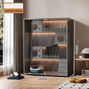 Casa de gato de madera interior grande nueva llegada de moda Moderna villa de gato personalizable para sala de estar patrón de animales - Product Image 1