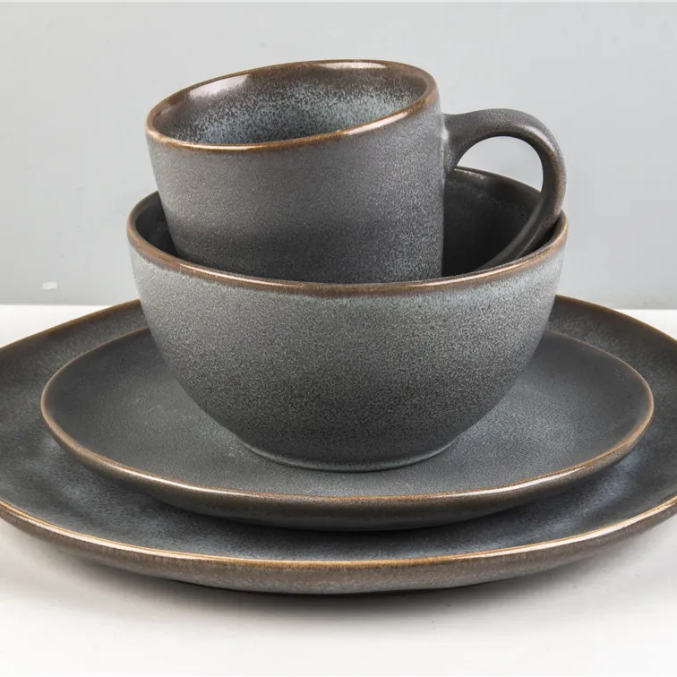 Посуда ручной работы в скандинавском стиле, набор керамических тарелок неправильной формы, наборы посуды, фарфоровый обеденный набор