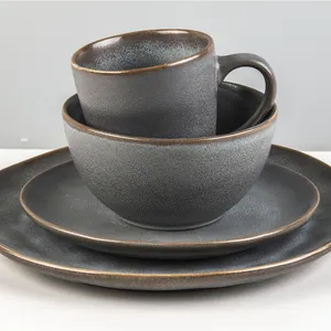 Service de table nordique en céramique, vaisselle irrégulière faite à la main, ensemble de vaisselle crocheté, en porcelaine, pièces