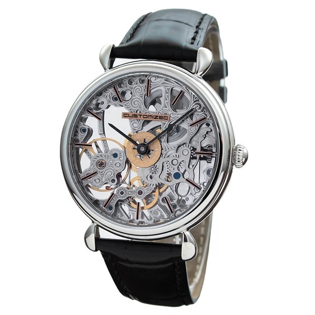 Luxury Classic Perspective Design Big Dial Skeleton Manual Mechanical Mens Wrist Watch