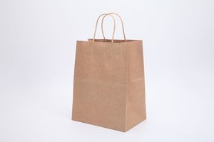 Eco Friendly 15X8X21cm in Stock Custom Logo Take Away Food Packaging <b>Paper</b> Bag With Twisted Handles - Product Image 4