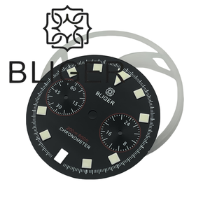 BLIGER, esfera negra, blanca y azul de 30mm con manecillas, verde luminoso, adecuada para movimiento de cuarto de galón VK64, cuenta con una ventana de fecha <span class=keywords><strong>a</strong></span> <span class=keywords><strong>las</strong></span> <span class=keywords><strong>6</strong></span> en punto - Product Image 4