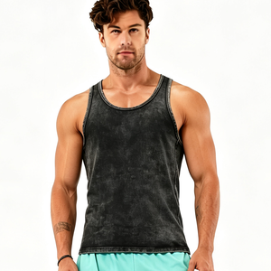 Débardeur pour homme lavé, logo personnalisé, haute qualité, 100% coton pur, débardeur pour homme - Product Image 2