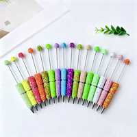 Stylo créatif entièrement orné de strass AB, stylo fluorescent DIY avec perles et incrustations de pâte polymère faites à la main