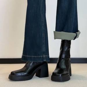 Women's <b>White</b> Versatile Chunky <b>Heel</b> High <b>Heels</b> 2026 French British Style Dress-Matching Height-Increasing Footwear - Product Image 3