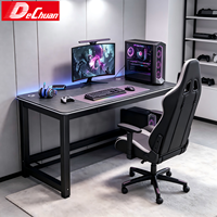 Bureau de jeu haut de gamme en fibre de carbone avec structure métallique et support pour tour d'ordinateur