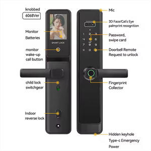 アルミ製木製指紋 & TuyaアプリセキュリティクラウドデータストレージオプションVien認識3DスマートドアロックWiFiカメラ付き - Product Image 5