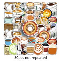50 autocollants PVC personnalisables DIY pour café, graffiti, auto-adhésifs pour bar à café, guitare, armoire, valise et livres