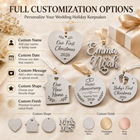 Ornements de Noël personnalisés pour mariage, en acier inoxydable, souvenir personnalisé pour couple, décoration suspendue gravée, cadeau de premier Noël