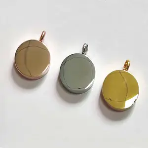High Polish Openable Gold Plated Stainless Steel Round Ash Urn Cremation Jewelry Customized Pendant