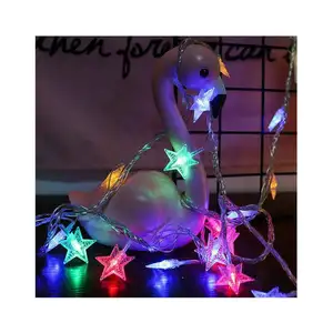 Battery-powered 20LEDs plastic warm light color light five-pointed star romantic star mini decorative string lights