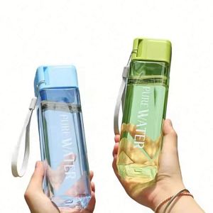 Botella de Agua Cuadrada Portátil de 500 ml con Logotipo Personalizado, de Plástico, Ideal para la Escuela y Deportes - Product Image 1