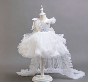 Vestido <span class=keywords><strong>de</strong></span> Primer Cumpleaños para Niñas, Estilo 2026, con Falda <span class=keywords><strong>de</strong></span> Tul con Cola <span class=keywords><strong>de</strong></span> Pastel, Estilo Hombro Descubierto, Vestido para Actuaciones Infantiles - Product Image 6