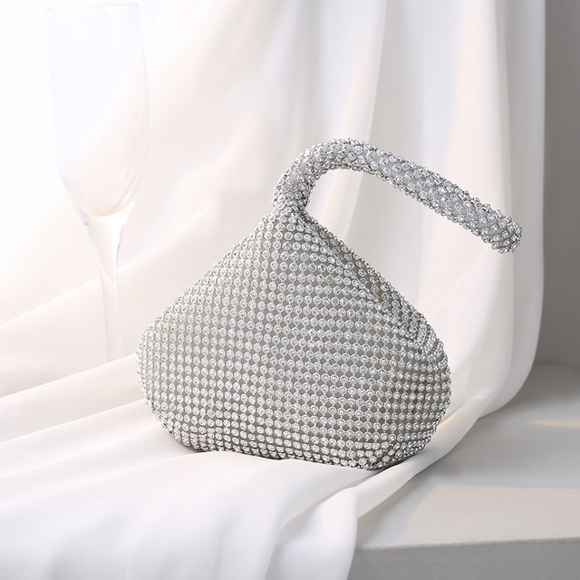 Luxury Ladies Evening Diamond Rhinestone Crystal Reusable Wedding Party Banquet Clutch Handbags Bag Clips