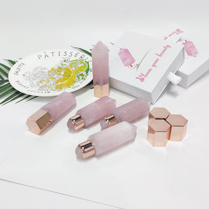 Bouteille en cristal pour huile essentielle, 1 pièce, forme de pierre précieuse, quartz, rose, nouveau produit - Product Image 4