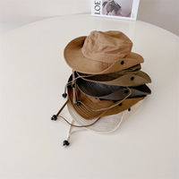 Chapeau de pêcheur pour enfants de style rétro japonais, pour la randonnée en plein air, protection solaire, respirant, coupe-vent, coton et polyester, parent-enfant