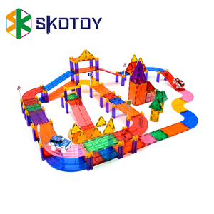 ชุดกระเบื้องแม่เหล็ก100ชิ้นสำหรับเด็กชุดติดตามการแข่งขันรถยนต์ใหม่สร้างบล็อคแม่เหล็กมหัศจรรย์3D <span class=keywords><strong>2</strong></span>ชิ้น - Product Image 6