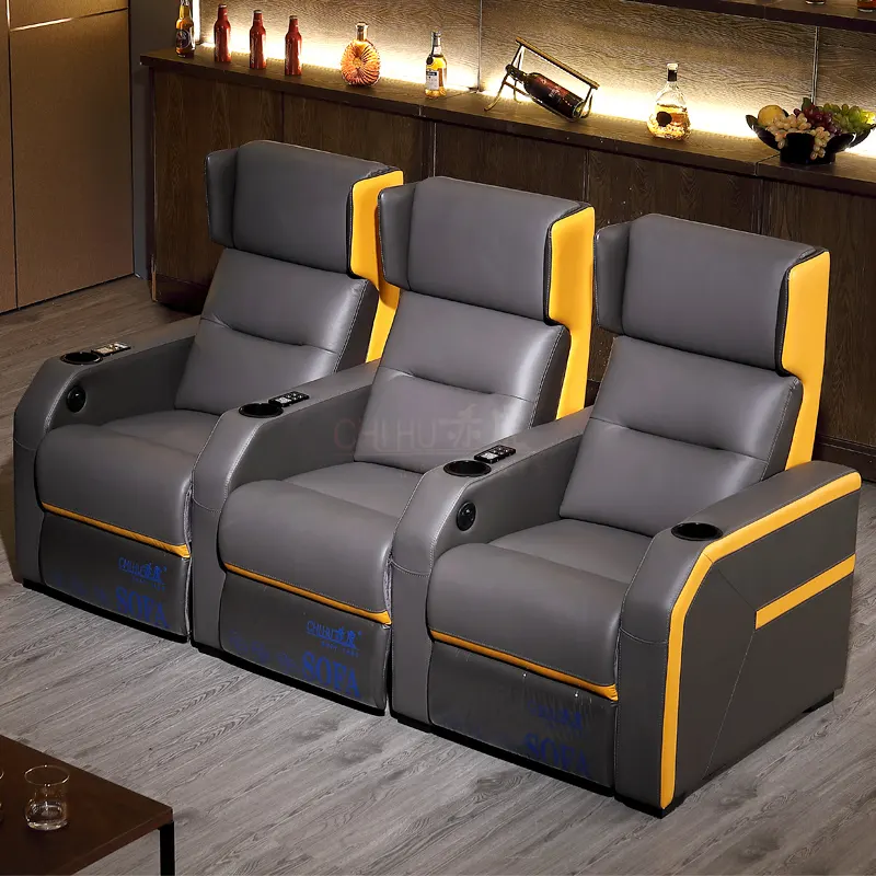 VIP 3 kişilik tembel çocuk koltuğu motorlu sandalye koltukları sineması recliner ev sineması kanepeler uzanmış deri kanepe için sevk edilir