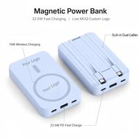 Banco de Energía Magnético de Carga Rápida de 10000mAh, 22.5W PD Inalámbrico, Cables Dobles Integrados, 5 Colores, Logotipo Personalizado, Caja Neutral, Venta al Por Mayor