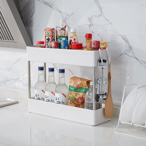 Multi-usages Blanc Amovible Stockage Boîte De Rangement En <span class=keywords><strong>Plastique</strong></span> Plateau de salle de Bain en bambou Avec Roues - Product Image 6