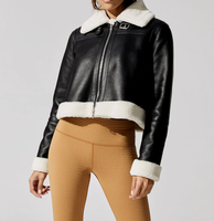 Blouson d'hiver en cuir véritable PU femme, veste personnalisé en fausse fourrure