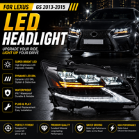Phare avant à LED complet 3 lentilles JC Upgrade Factory pour Lexus GS GS300 GS350 2013-2015 avec clignotant, Plug and Play