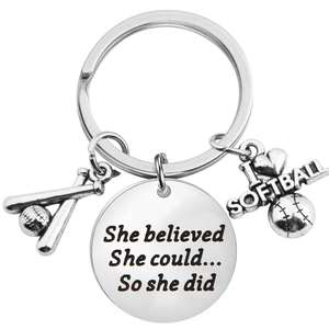 I love-guante de béisbol con sombrero de bate de softball, llavero de metal que Ella quería hacer, mochila, accesorios, bolsa, llavero de coche - Product Image 1