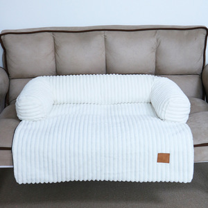 <span class=keywords><strong>2026</strong></span> Neues gestreiftes Kaninchenfell-Hunde bett U-förmiges Kissen Hunde bett Abnehmbare wasch bare Haustier matte Katzen sofa matte - Product Image 2