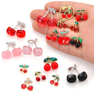DZ021 rojo negro cereza encanto acrílico estéreo esmalte DIY encantos para bolsa pendiente collar joyería hacer colgante hecho a mano W428 - Product Image 5